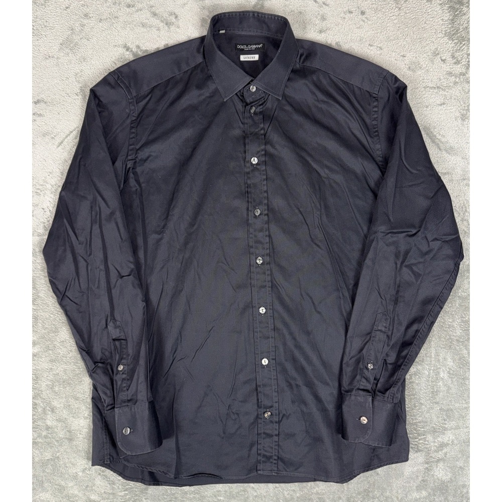 Dolce & Gabbana Men's Size 16.5 / 42 Black Button Up Shirt Luxury Made In Italy